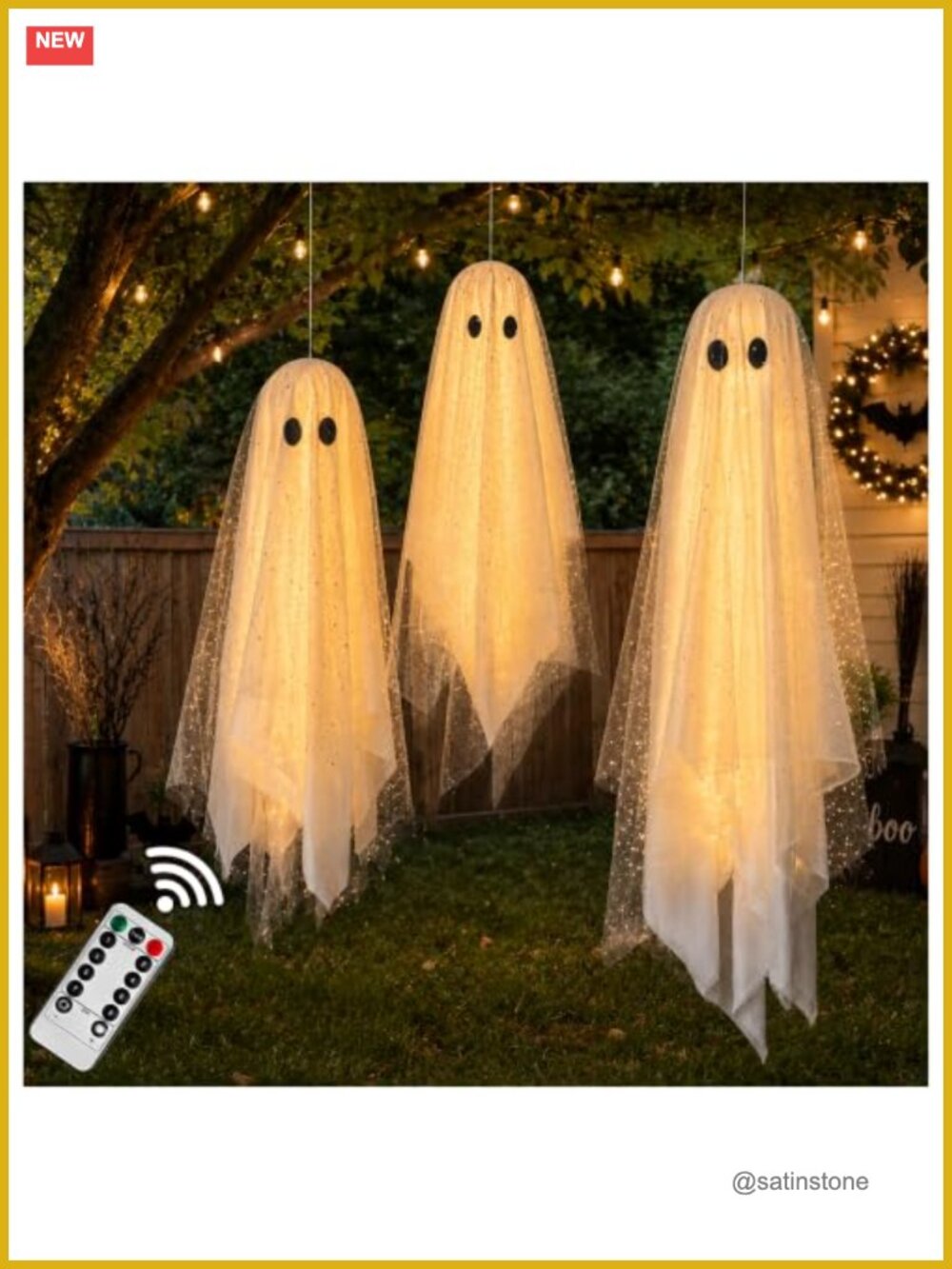 Halloween Hanging Ghost Decorations with Lights 3 Pack Indoor Outdoor